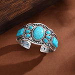 PULSERA VINTAGE ETHNIQUE STYLE TURQUESA OUVERT MANCHETTE