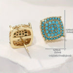 BOUCLES D'OREILLES PUCES TURQUOISE CARRÉE