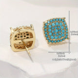 BOUCLES D'OREILLES PUCES TURQUOISE CARRÉE