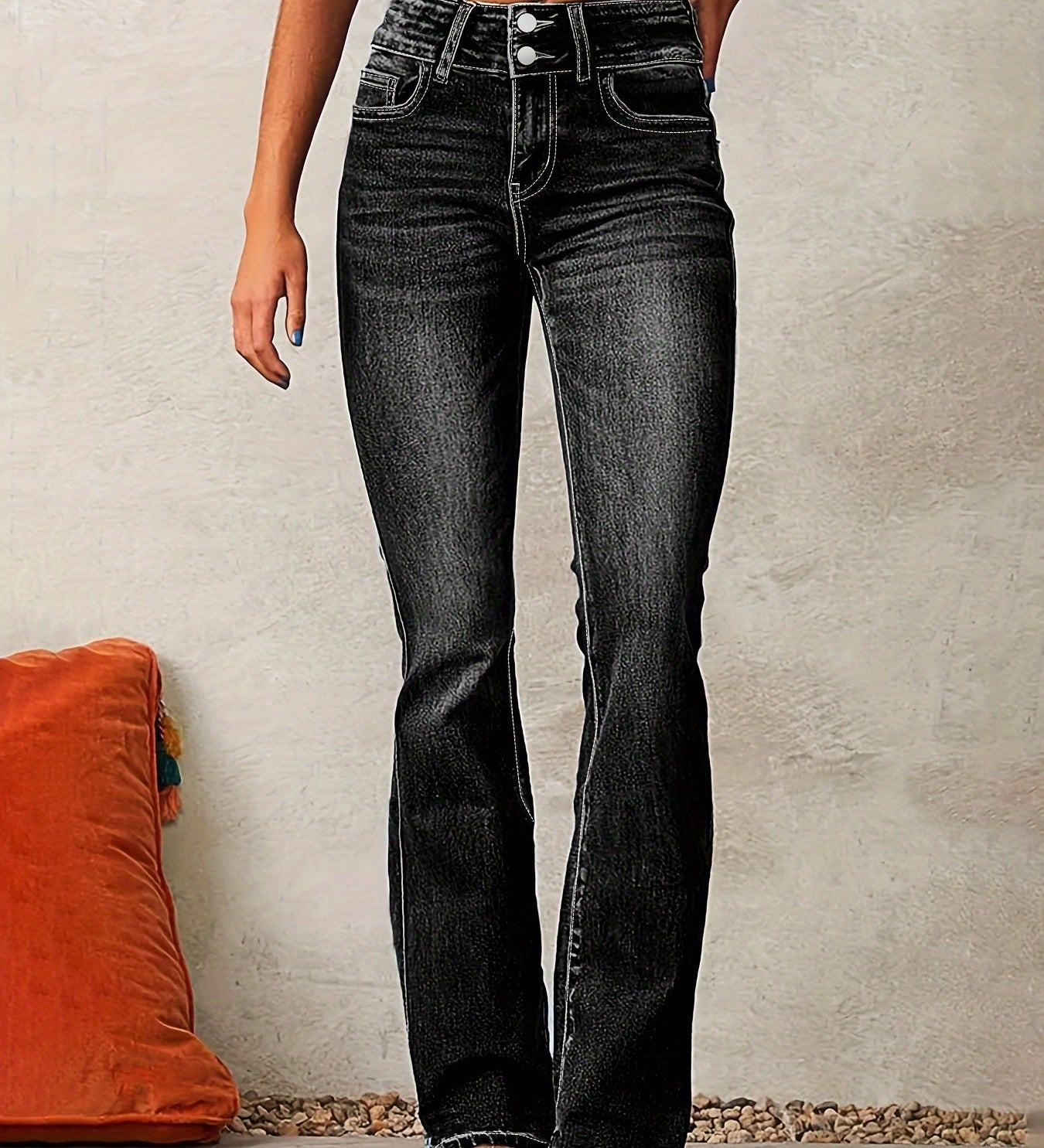 JEANS DE CINTURA ALTA DE CORTE AMPLIO