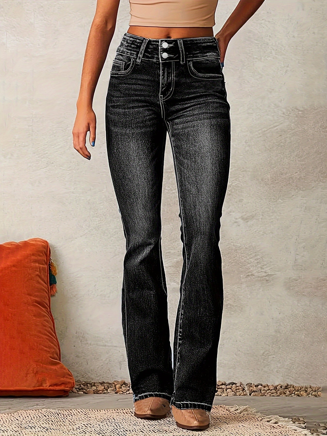JEANS DE CINTURA ALTA DE CORTE AMPLIO