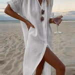 Vestido camisa maxi simples e elegante