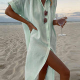 Vestido camisa maxi simples e elegante