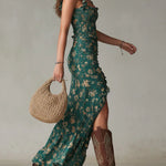 VESTIDO MAXI VERDE BOHO CON MANGAS DE VOLANTES - VALERINA MARBELLA