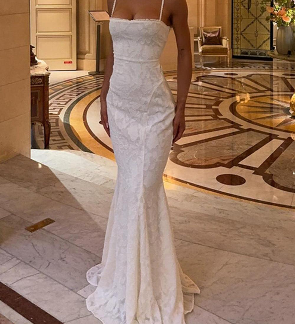 Tie-back fishtail maxi dress