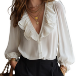 Timeless Soft Ruffle V-Neck Blouse