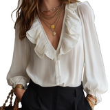 Timeless Soft Ruffle V-Neck Blouse