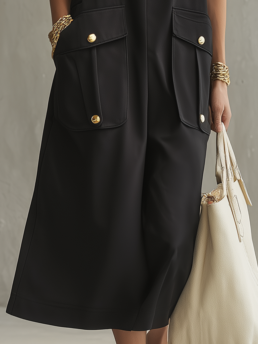 Sophisticated Sleeveless Utility Midi Dress