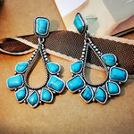 PENDIENTES VINTAGE PLATA PLAQUÉ TURQUESA GOTA