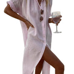 Vestido camisa maxi simples e elegante