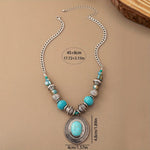 COLLAR BOHEMIO ÓVALO TURQUESA PERLÉ COLGANTE