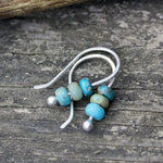 PENDIENTES MINIMALISTA BOHEMIO STYLE TURQUESA PERLA CROCHET