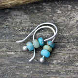 PENDIENTES MINIMALISTA BOHEMIO STYLE TURQUESA PERLA CROCHET