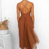Modern-day Princess Chiffon Suspenders Party Maxi Dress