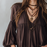 Retro Coffee Tone · Bohemian Pleated Chiffon Top