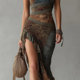 VESTIDO MAXI DE UN HOMBRO CON ESTAMPADO ÉTNICO - VALERINA MARBELLA