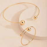 CONJUNTO MINIMALISTA LUMINOSO COL & MANCHETTE PULSERA | ORO