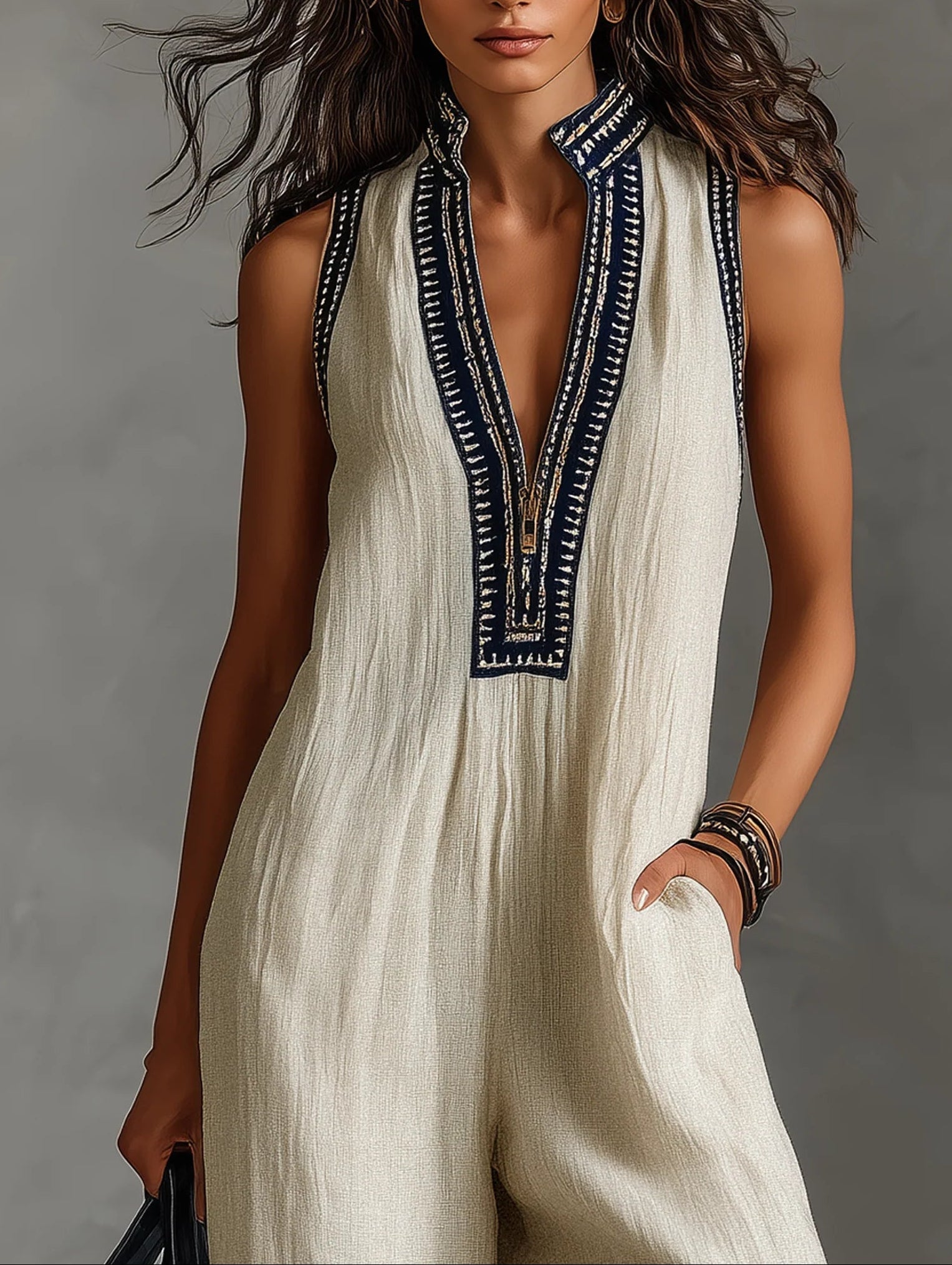 MONO MINIMALISTA SIN MANGAS CON CUELLO ALTO Y CREMALLERA - VALERINA MARBELLA