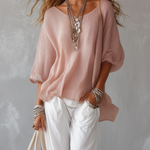 Casual Light Pink Suit With Lantern Sleeves