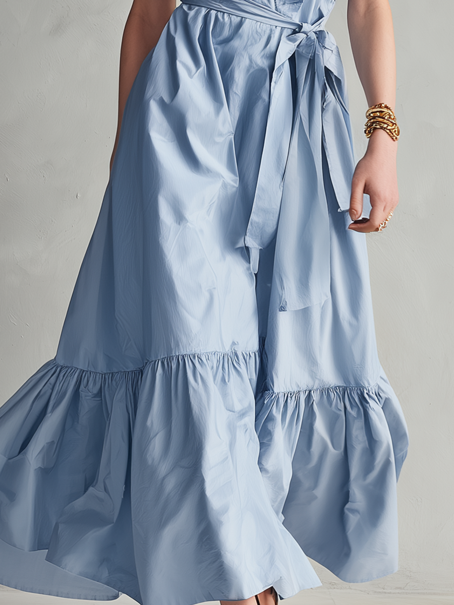 Refined Ruffle-Trim Wrap Maxi Dress