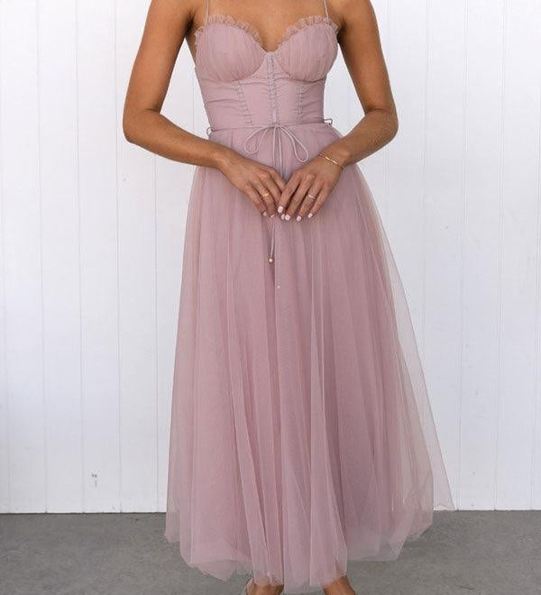 Modern-day Princess Chiffon Suspenders Party Maxi Dress