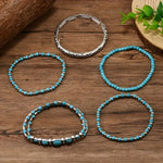CONJUNTO BOHEMIO VINTAGE STYLE TURQUESA PERLÉ PULSERA
