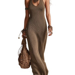 Bohemian Style Halter Neck Knitted Maxi Dress