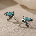 PENDIENTES VINTAGE LIBÉLULA TURQUESA CLOU OREILLE