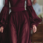 VESTIDO MAXI DE GASA TRANSPARENTE BURDEOS - VALERINA MARBELLA