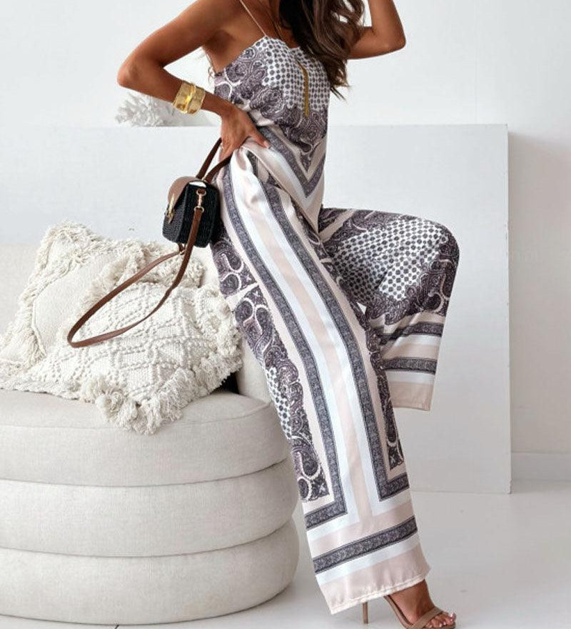 Stylish Printed Lace-Up Vest & Pants Two-Piece Set