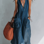 Bohemian-style Wide-leg Jumpsuit With Practical Pockets.