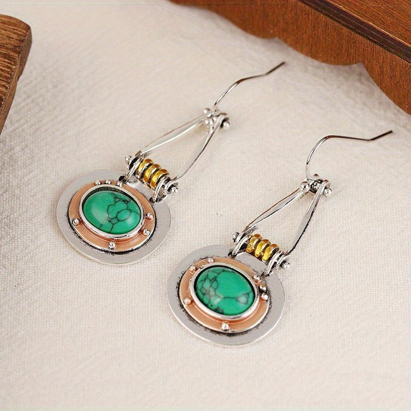 PENDIENTES TURQUESA MIXTO MÉTAL ARTISANAL GOTA