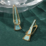 PENDIENTES DORADO SINTÉTICO GÉOMÉTRIQUE TURQUESA