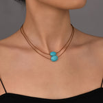 COLLAR VINTAGE DOUBLE RANG TURQUESA PERLÉ