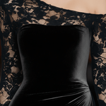 VESTIDO LARGO DE TERCIOPELO NEGRO CON UN HOMBRO - VALERINA MARBELLA