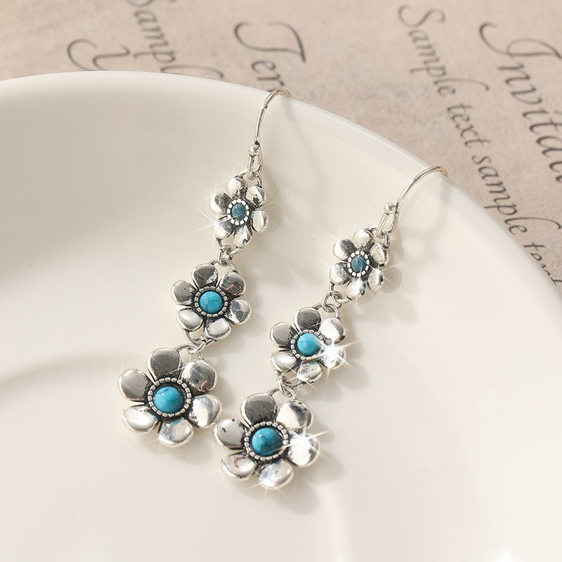 PENDIENTES BOHEMIO PÉTALO EN FORME DE TURQUESA GOTA