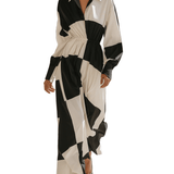 VESTIDO LARGO CAMISERO CON ESTAMPADO GEOMÉTRICO - VALERINA MARBELLA