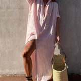 Vestido camisa maxi simples e elegante