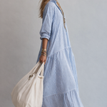 Blue Stripe Relaxed Shirt Maxi Dress