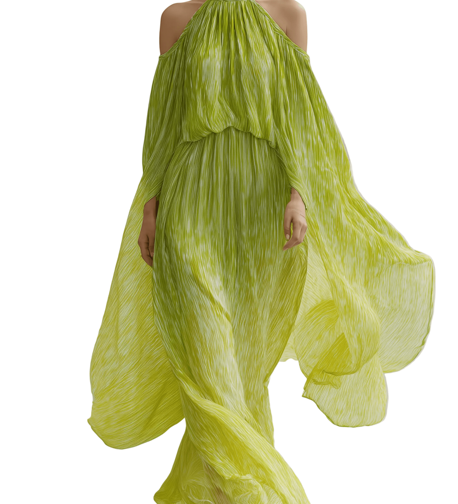 VESTIDO LARGO DE SATÉN VERDE ESMERALDA CON ESCOTE EN V - VALERINA MARBELLA