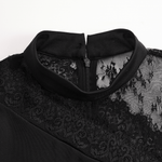 VESTIDO MINI NEGRO DE ENCAJE CON CUELLO ALTO - VALERINA MARBELLA