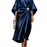 VESTIDO LARGO DE SATÉN BRILLANTE LUXE