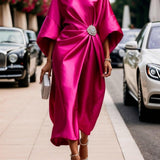 VESTIDO LARGO DE SATÉN BRILLANTE LUXE