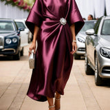 VESTIDO LARGO DE SATÉN BRILLANTE LUXE