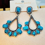 PENDIENTES VINTAGE PLATA PLAQUÉ TURQUESA GOTA