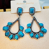 PENDIENTES VINTAGE PLATA PLAQUÉ TURQUESA GOTA
