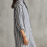Relaxed Striped Oversized Blue & White Shirt Mini Dress