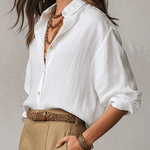 Bohemian Effortless Linen White Blouse