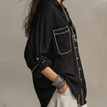 Modern Bohemian Effortless Black Linen Shirt