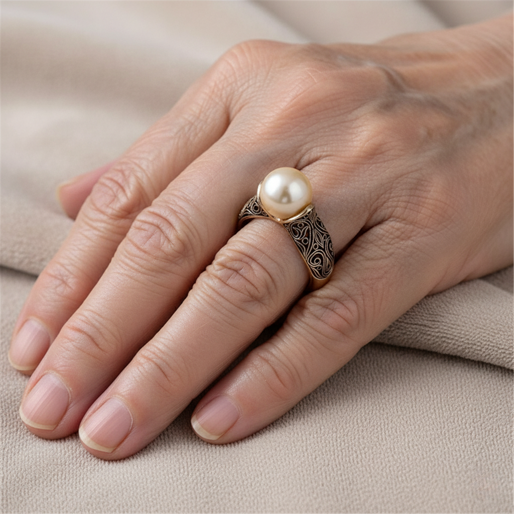 ANILLO VINTAGE PERLA DORADO